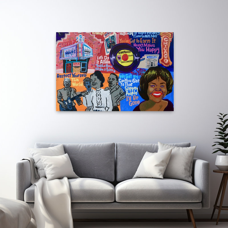 Mavi agrafes, art mural contemporain, H 32 po x l 48 po