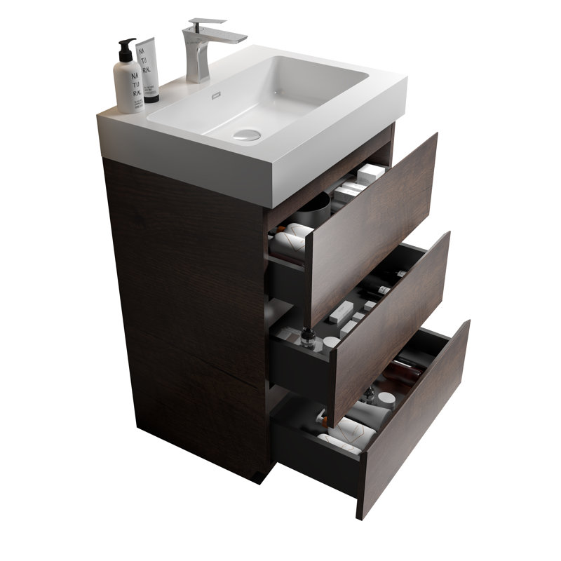 24'' Single Bathroom Vanity with Ceramic Top, White