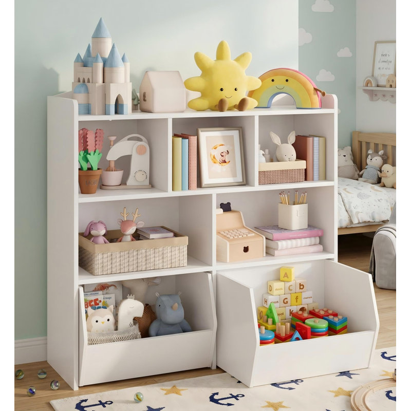 Rangement pour jouets avec tiroirs mobiles, bibliothèque pour enfants