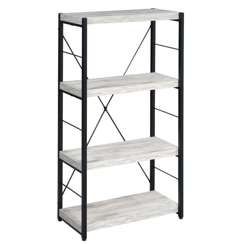 3-Shelf Bookcase With Antique White And Black Finish