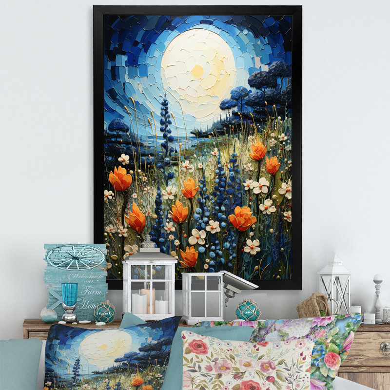 «Blue Bonnets Texan Blues II», reproduction sur toile, Cadre photo noir, H 20 po x l 12 po x P 1 po