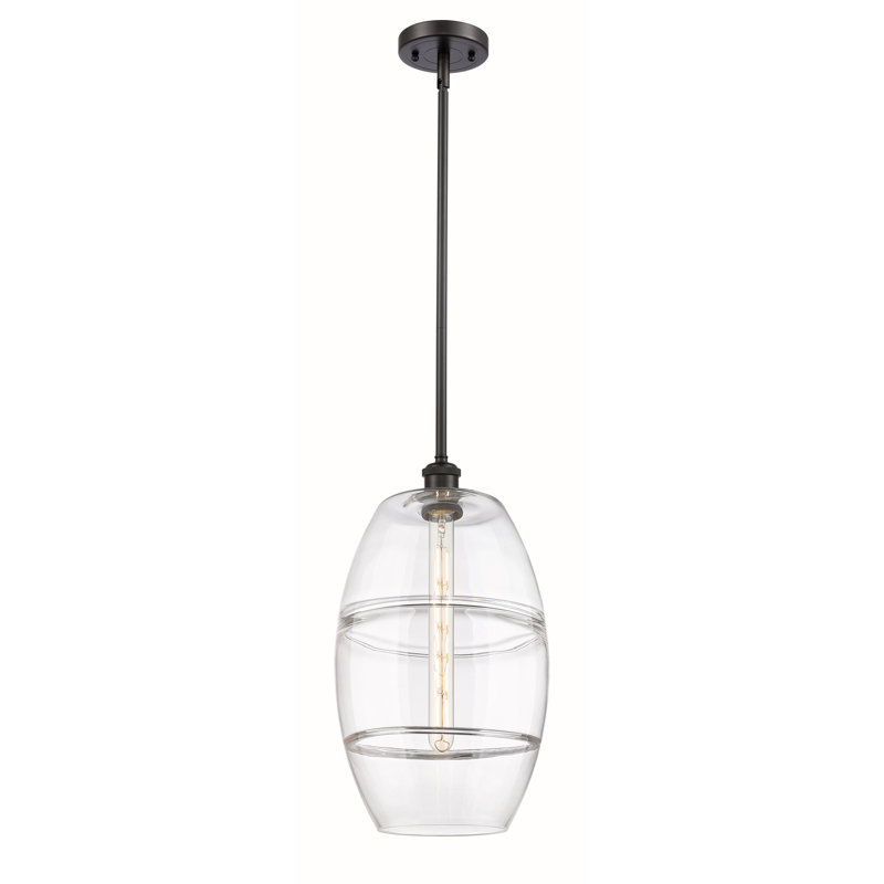 Luminaire suspendu à 1 tige Ballston Bettylou-516-G557, H 18,5 po x l 10 po x P 10 po, Transparent, Bronze huilé