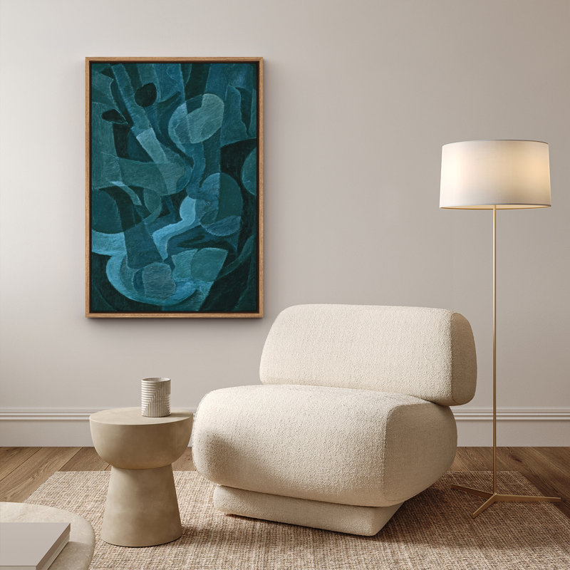 «Deep Teal», abstrait géométrique Mid Century Modern Shapes, composition minimaliste, impression encadrée, H 36 po x l 24 po