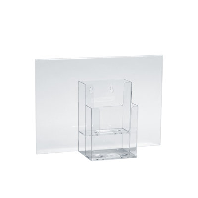 Sign Holder Frame w/ Two-Tier Trifold Pockets: 4.125"W X 9.125"H (each) Graphic Size. Overall Frame Size: 13"W x 9.125"H, 2-Pack