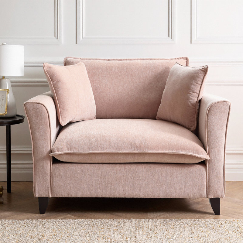 Fauteuil d'appoint simple avec coussin pour le salon, Chenille rose