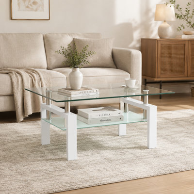 Rectangle Glass Coffee Table, Clear Coffee Table