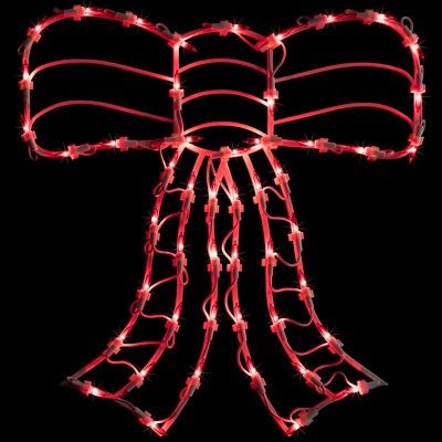 14" Lighted Red Bow Christmas Window Silhouette Decoration