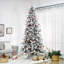 Arbre de Noël artificiel pin enneigé 9 pi, 616 branches de cèdre réalistes, ouverture automatique, décoration des Fêtes pour la maison