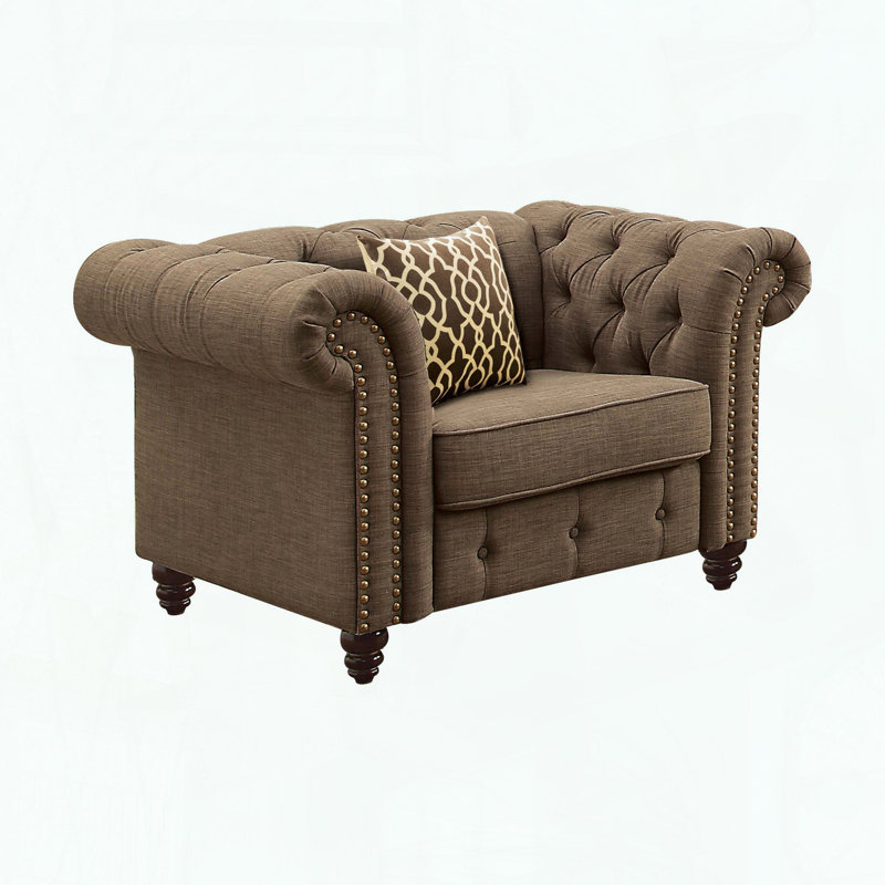 Chaise d'appoint capitonnée avec coussin décoratif