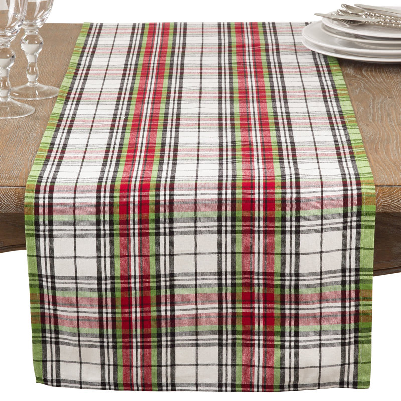 Chemin de table de Noël multicolore en coton à carreaux des fêtes l 16 po x L 72 po