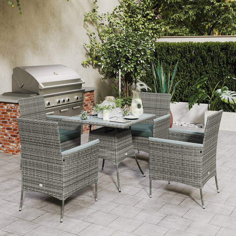 Square 5 - Piece 4 person outdoor table set , Gray