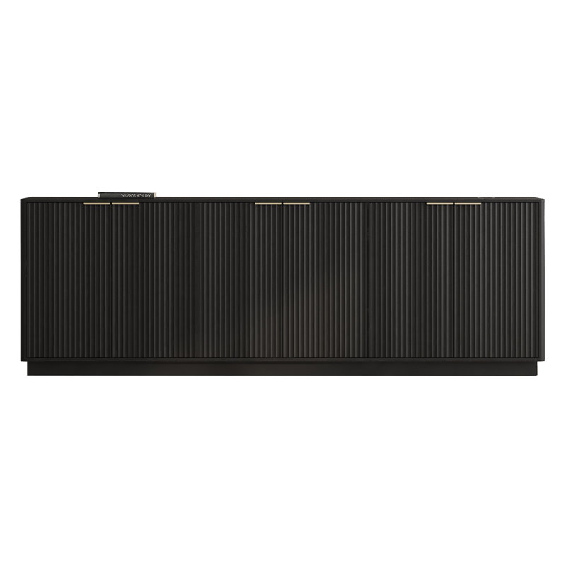 Large Modern Fluted Sideboard Large Buffet with Adjustable Shelves