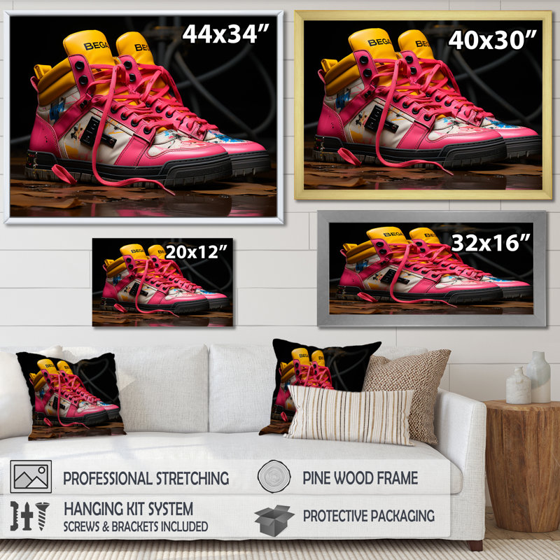 Espadrilles roses Urban Edge - art mural Balenciaga, Toile tendue, H 34 po x l 44 po x P 1,5 po