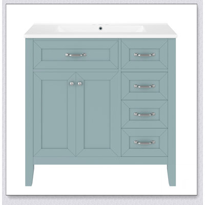 Ensemble de meuble-lavabo 36 po avec lavabo, armoire de salle de bain avec tiroirs, cadre solide et panneau de fibres à densité moyenne (ancien numéro de référence: JL000007AAG)