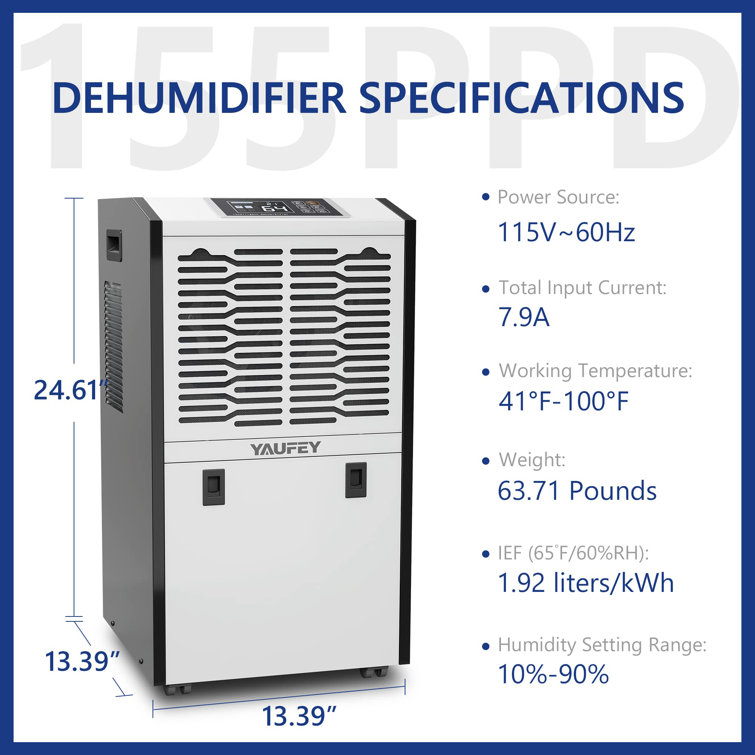 YAUFEY 30 PINT CONSOLE Dehumidifier 1500 Sq. Ft.