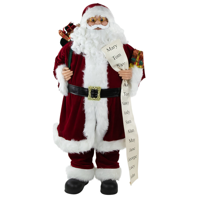 Père Noël avec une belle liste de Noël, H 36 po x l 18 po x P 14 po