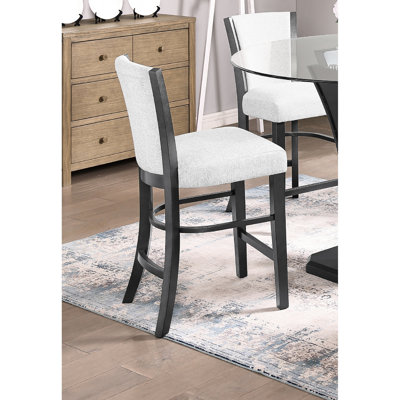 Chaises à hauteur de comptoir de style contemporain - Dossier rembourré gris avec cadre noir et rembourrage 2 pièces