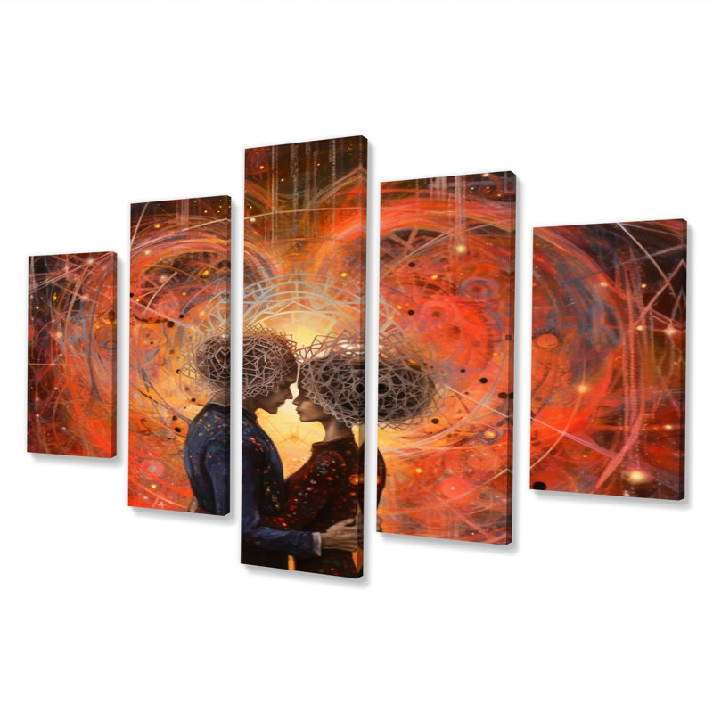 Shockley - Art mural sur toile romantique - 5 panneaux