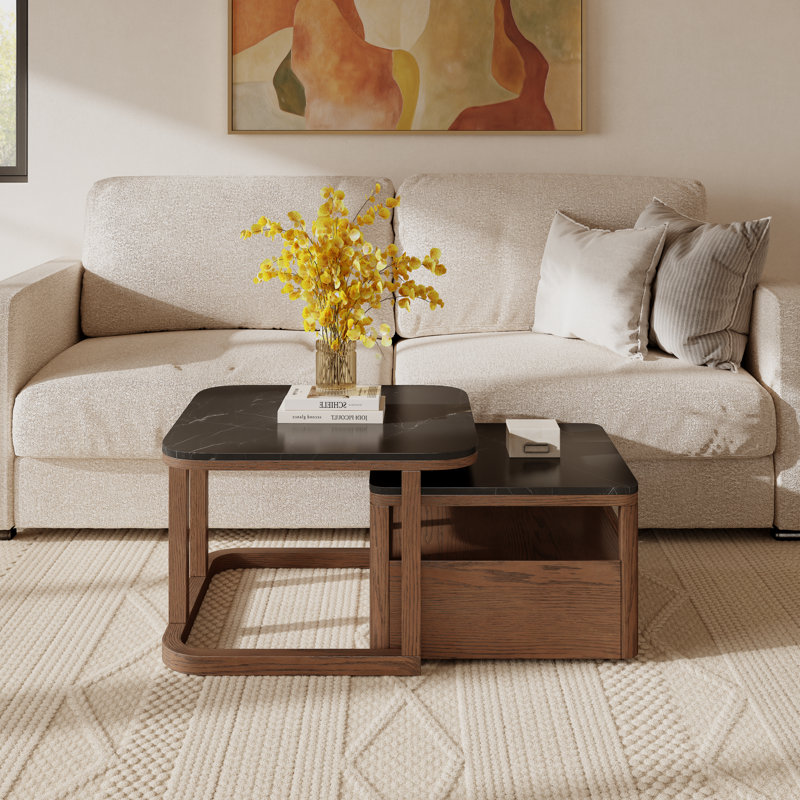 2-Piece Nested Coffee Table Set with Sintered Stone Tops
