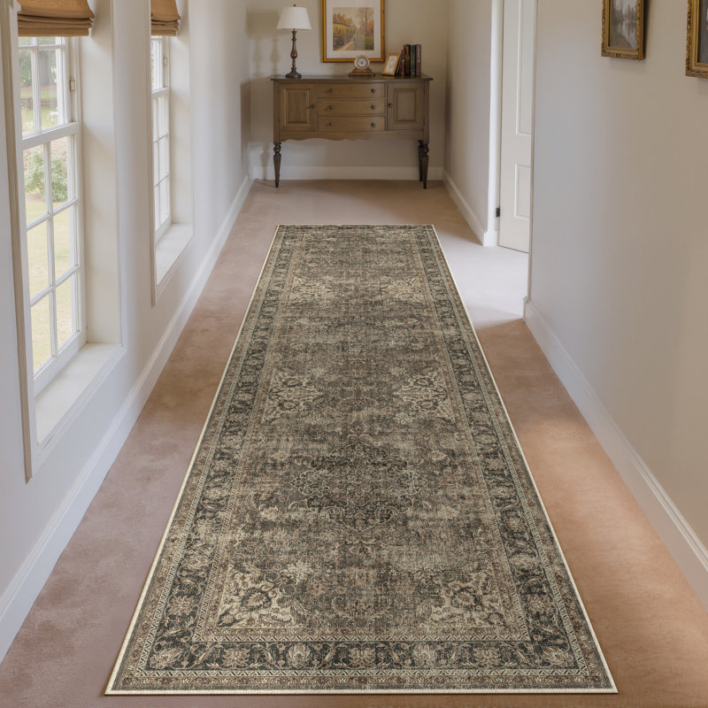 Tapis oriental lavable à la machine avec envers antidérapant Stella, Tapis de couloir 2 pi x 8 pi