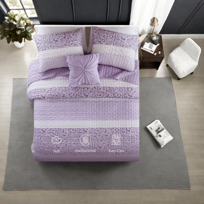 Ensemble de literie en tissu de ferme style campagne, courtepointe en microfibre multicolore pour la maison