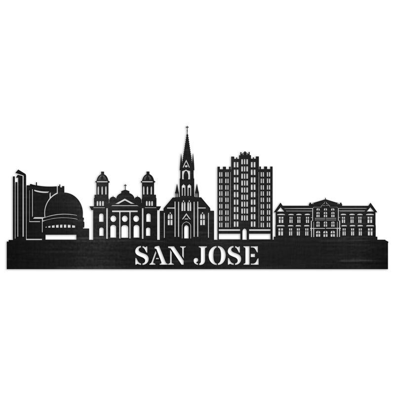 Décoration murale en bois San Francisco City Skyline - bouleau blanc baltique (46 po x 13,5 po), Naturel