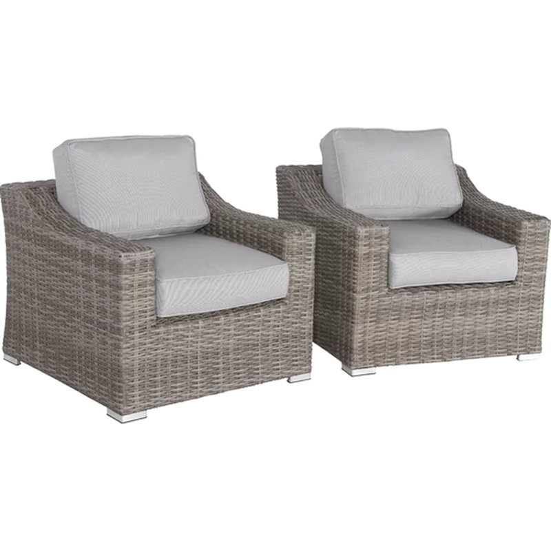 Patio entièrement assemblé - mélange de gris, tissage épais pour rehausser votre chaise d'extérieur avec coussins au design élégant, 33 po de profondeur x 26 po de hauteur, 62 lb