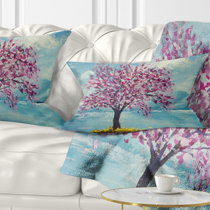 Blooming Sakura Flowers - Coussin imprimé floral, 12 po x 20 po, Coussin lombaire