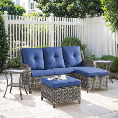 Bonia Wicker 3 - Person Patio Conversation Set with Cushions