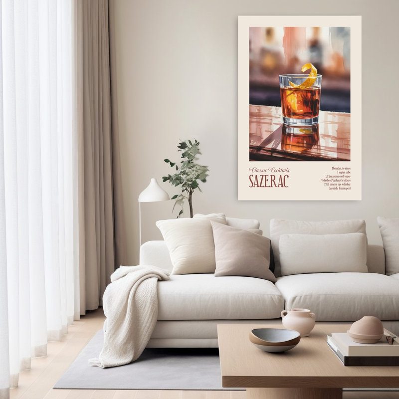 Art mural rétro classique classique Sazerac, H 60 po x l 40 po