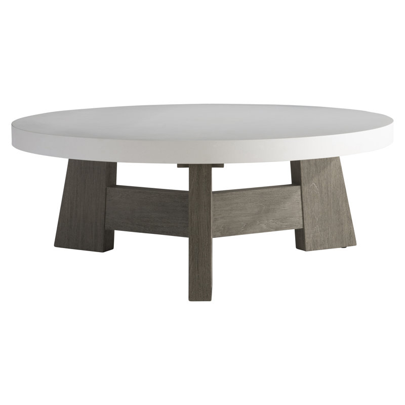 Rochelle 42'' White Glass-Reinforced Concrete Round Cocktail Table