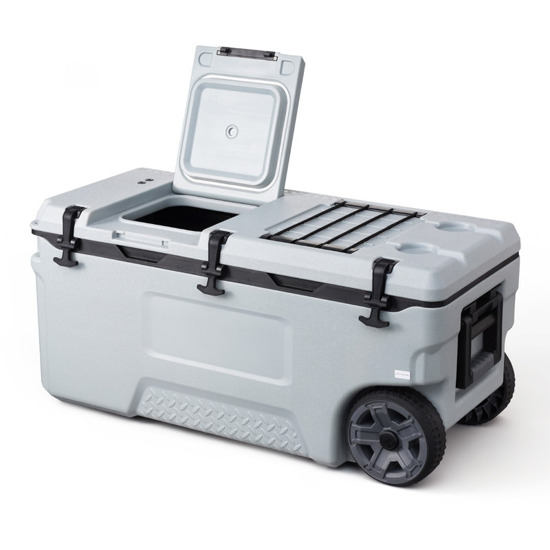 Glacière dure, glacière portative à roulettes de 106 pte avec roues, glacière résistante aux fuites qui garde le contenu au frais pendant 48 heures, coffres isothermes pour la rétention de glace, ultra-léger pour les pique-niques en plein air, barbecue, camping