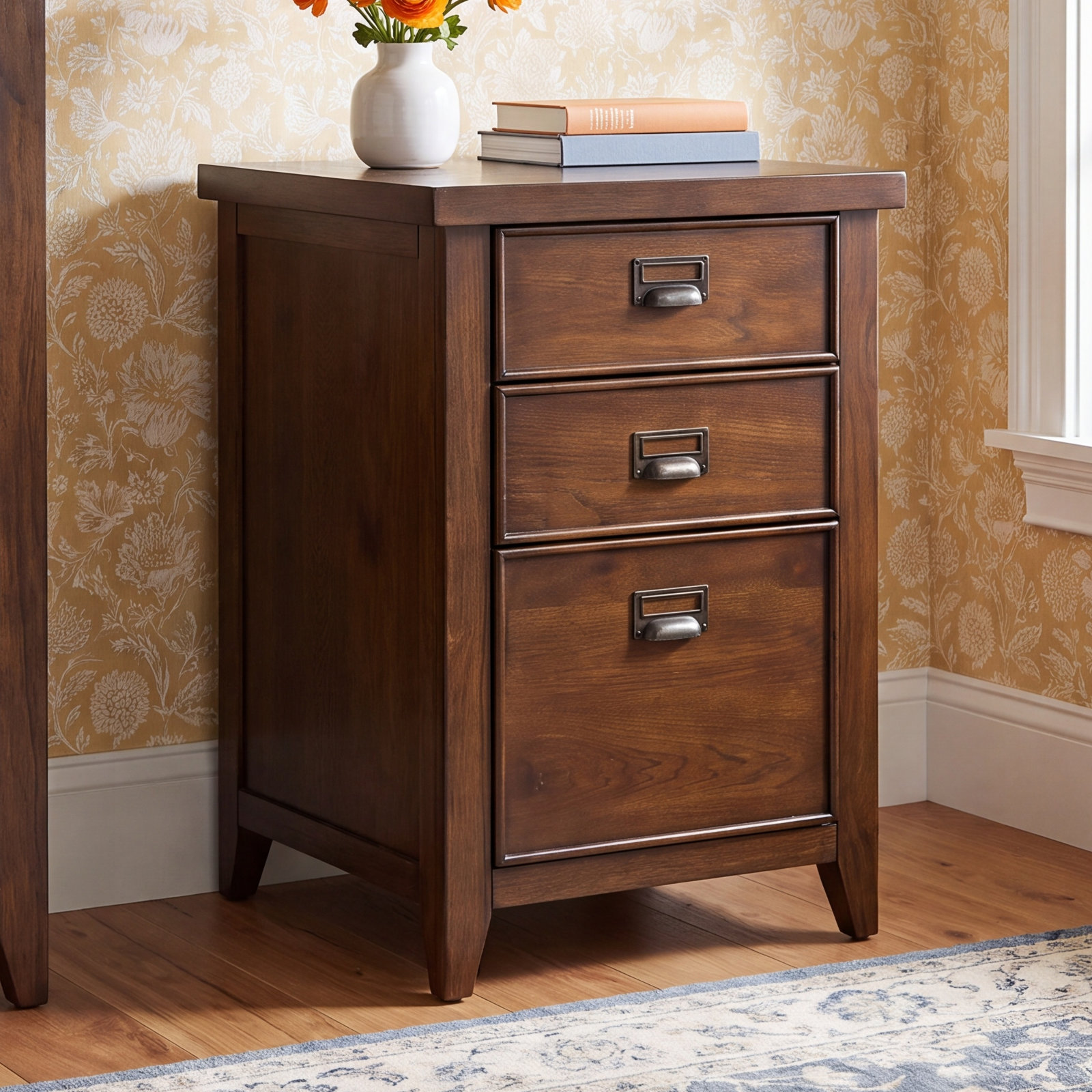 3-Drawer Vertical Filing Cabinet, Brown