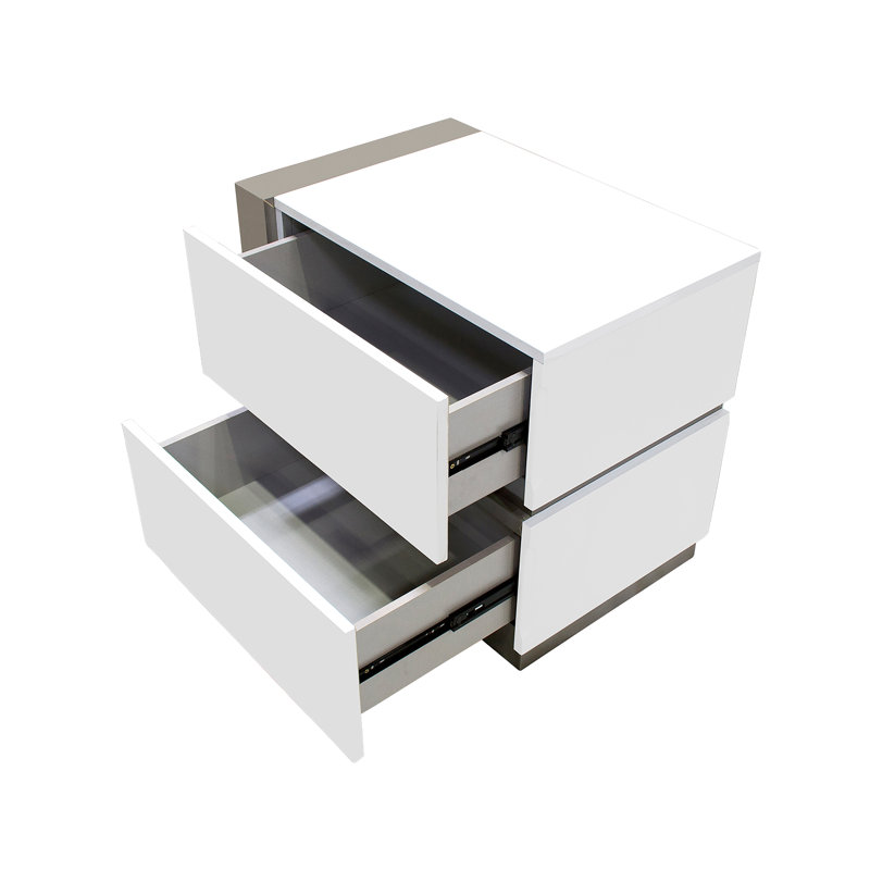 Kajal 25" White Nightstand (Left Facing) , Left Facing