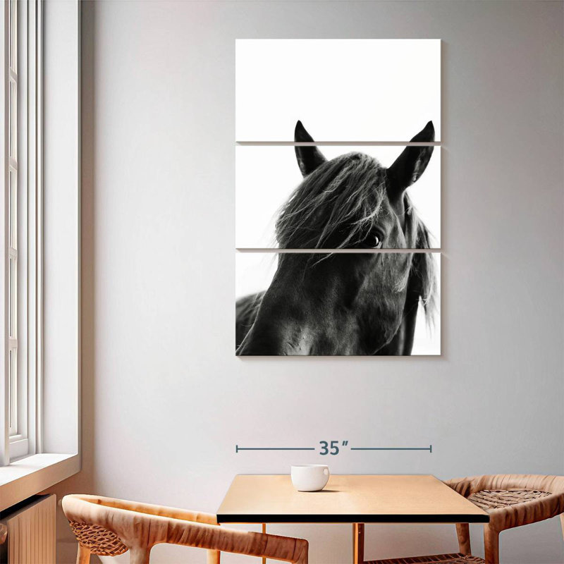 Cheval noir sauvage Brampt, 65" H x 42" W