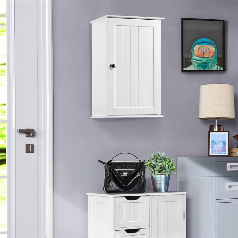 Wall Bathroom Cabinet with Single Door, White