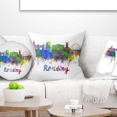 Coussin décoratif lecture paysage urbain