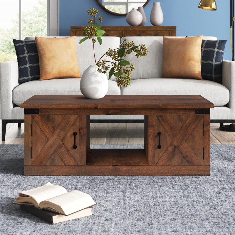 Table basse Horgeford Farmhouse 48 po, aucun assemblage requis, Whisky vieilli