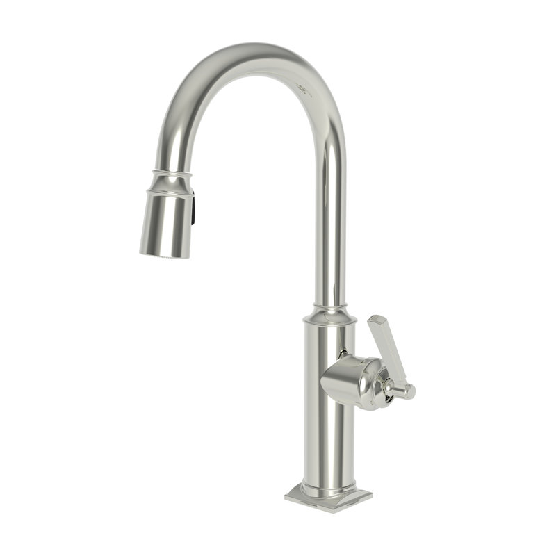 Adams Single Handle Pull Down Kitchen Faucet, Polished Nickel