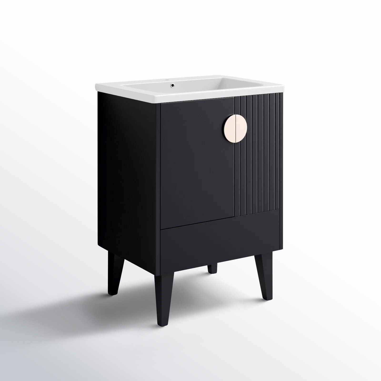Saimah 24'' Single Bathroom Vanity, Black, Satin Nickel