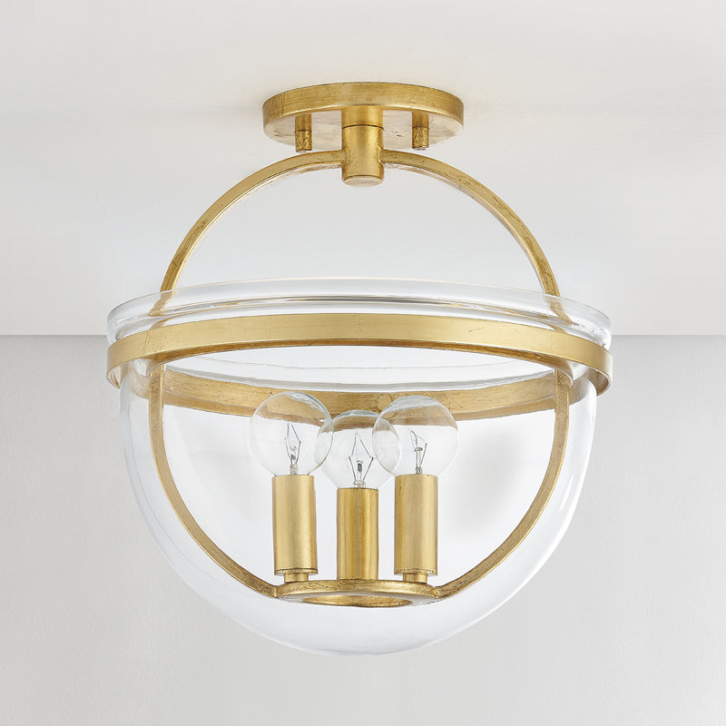 MALLOY 3 LIGHT LANTERN, Vintage Gold Leaf