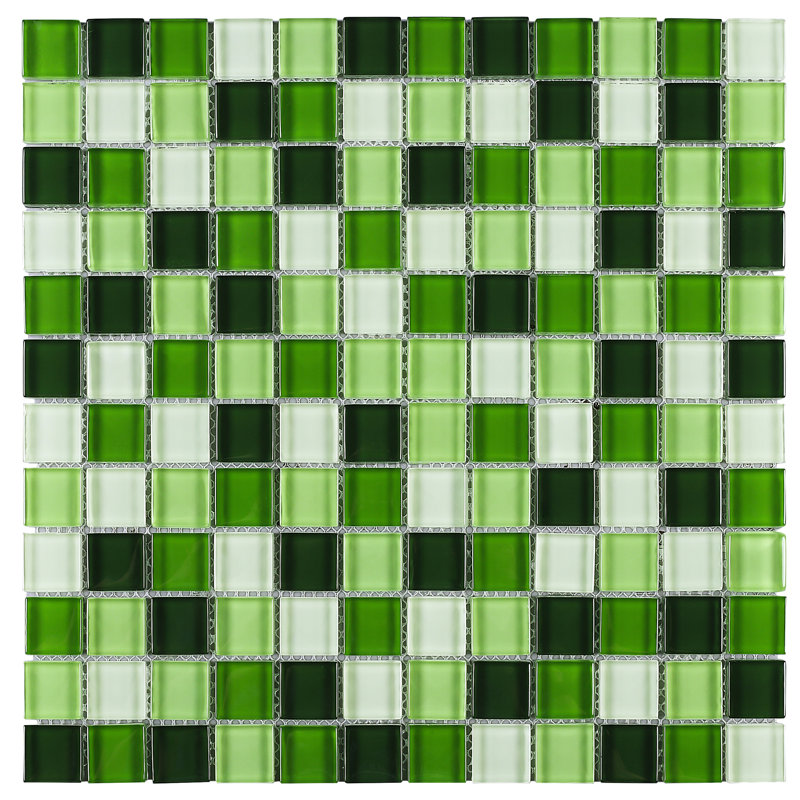 Carrelage mosaïque en verre brillant 11,82 po x 11,82 po Glare, Vert