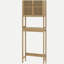 Armoire de rangement en bambou au-dessus de la toilette, organisateur de salle de bain au-dessus de la toilette avec portes à lattes, tablette réglable et tablette ouverte, naturel