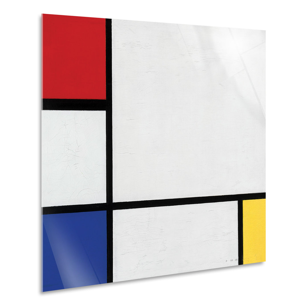 Wandbild Komposition Nr. 9 mit Rot Blau und Weiß von Piet Mondrian