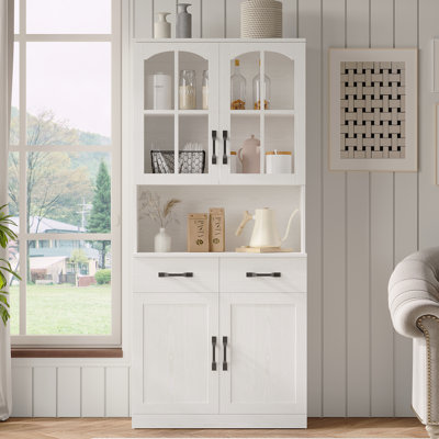 Garde-manger 71 po x l 31,5 po avec bibliothèques et huche de porte en verre
