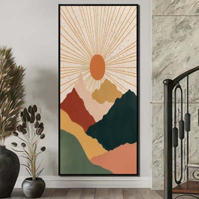 «Sunrise Mirror Of Mountains Landscape», impression sur toile de style Mid-Century moderne, art mural moderne Mid-Century