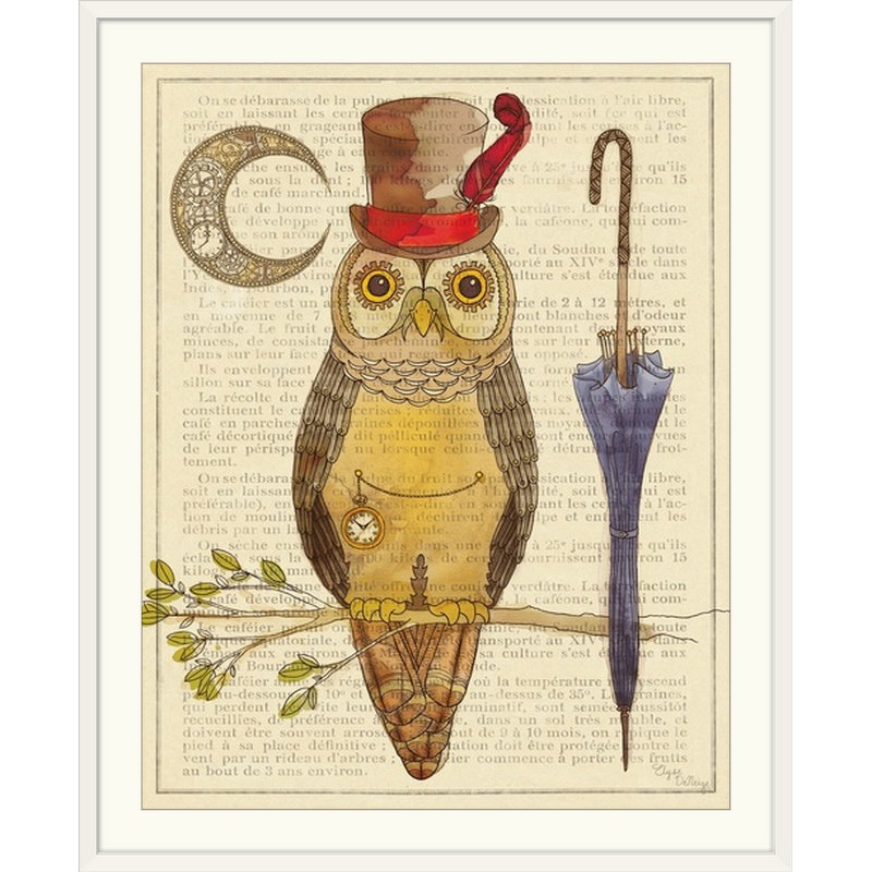 « i » par elyse deneige, impression Steampunk Owl, H 48 po x l 38 po x P 1,5 po, Toile