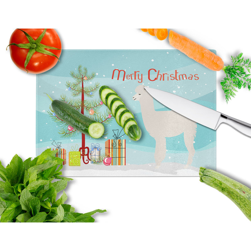 Caroline's Treasures Tempered Glass Alpaca Christmas Cutting Board