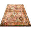 Tapis unique en laine noué à la main de style années 1960 de 3 pi 9 po x 5 pi 7 po en orange / noir / rouge / beige