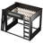Queen Size Gaming Bunk Bed with Desk, Two Storage Shelves, USB Port & LED Light, Wooden Frame,Black+Grey-1970461511-1970461561